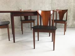 1970s Danish Extendable Teak Dining Table and Four Teak and Vinyl Chairs