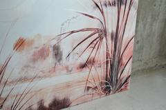 1970s Mid-Century Belgian Large Etched Metallic Landscape Picture