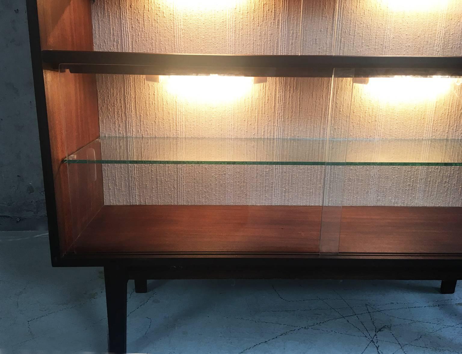 Teak 1970s Mid-Century Beaver and Tapley Illuminated Book Case/Display Cabinet For Sale