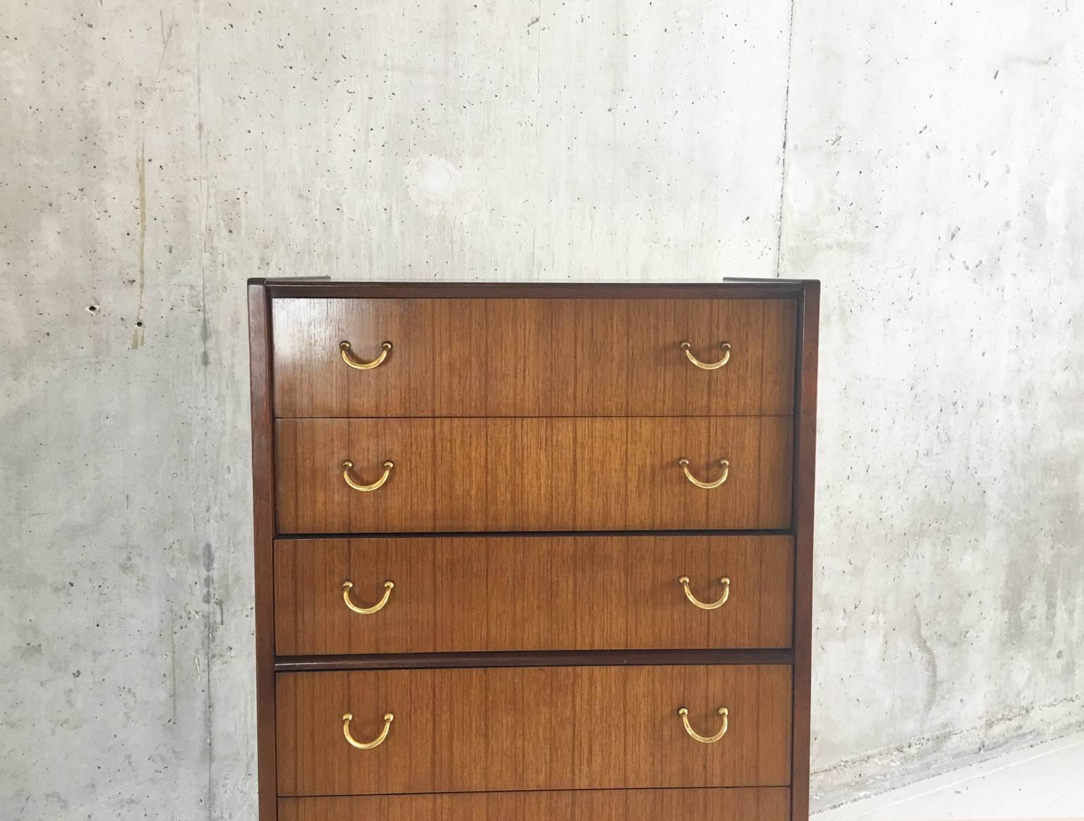 Plated 1960s Mid-Century ‘Tola’ Tall Boy Chest of Drawers E Gomme for G Plan For Sale