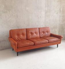 1970s Danish Skipper Mobler Three-Seat Sofa and Matching Swivel Armchair