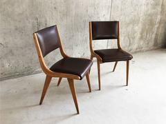 Pair of 1960s Mid-Century Oak and Vinyl Chairs by Benchairs of Stowe
