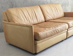 1970s DUX Mid-Century Modular Two-Part Sofa with Original Leather Upholstery