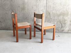 Danish Modern Findahl Mobler A/S Denmark 2 Teak Oatmeal Tweed Dining Chairs