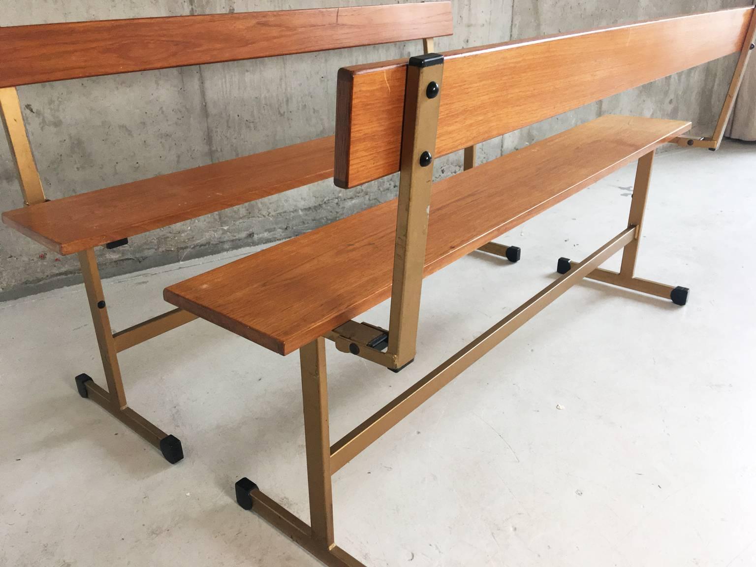 Powder-Coated Pair of Rare 1960s Mid-Century Staples Ladderax Fold Down Benches For Sale