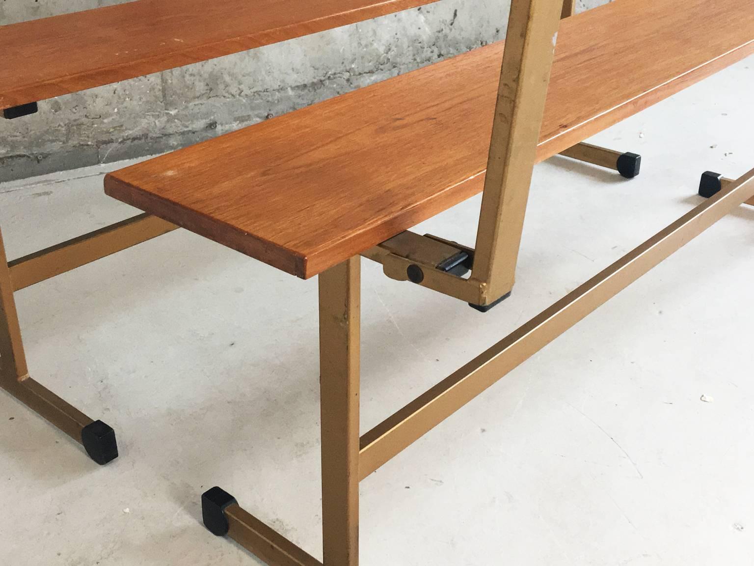 Pair of Rare 1960s Mid-Century Staples Ladderax Fold Down Benches In Good Condition For Sale In London, GB