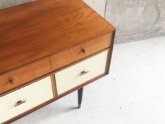 1960s Mid-Century Modern Vintage Chest Drawers with Brass Trim