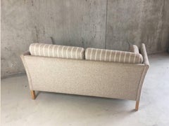 1970s Danish Mid-Century Pinstripe Six Cushion Two-Seat Sofa