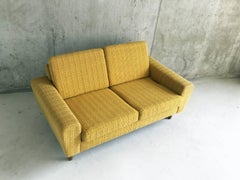1960s-1970s Danish Mid-Century Two-Seat Sofa with Original Yellow Upholstery