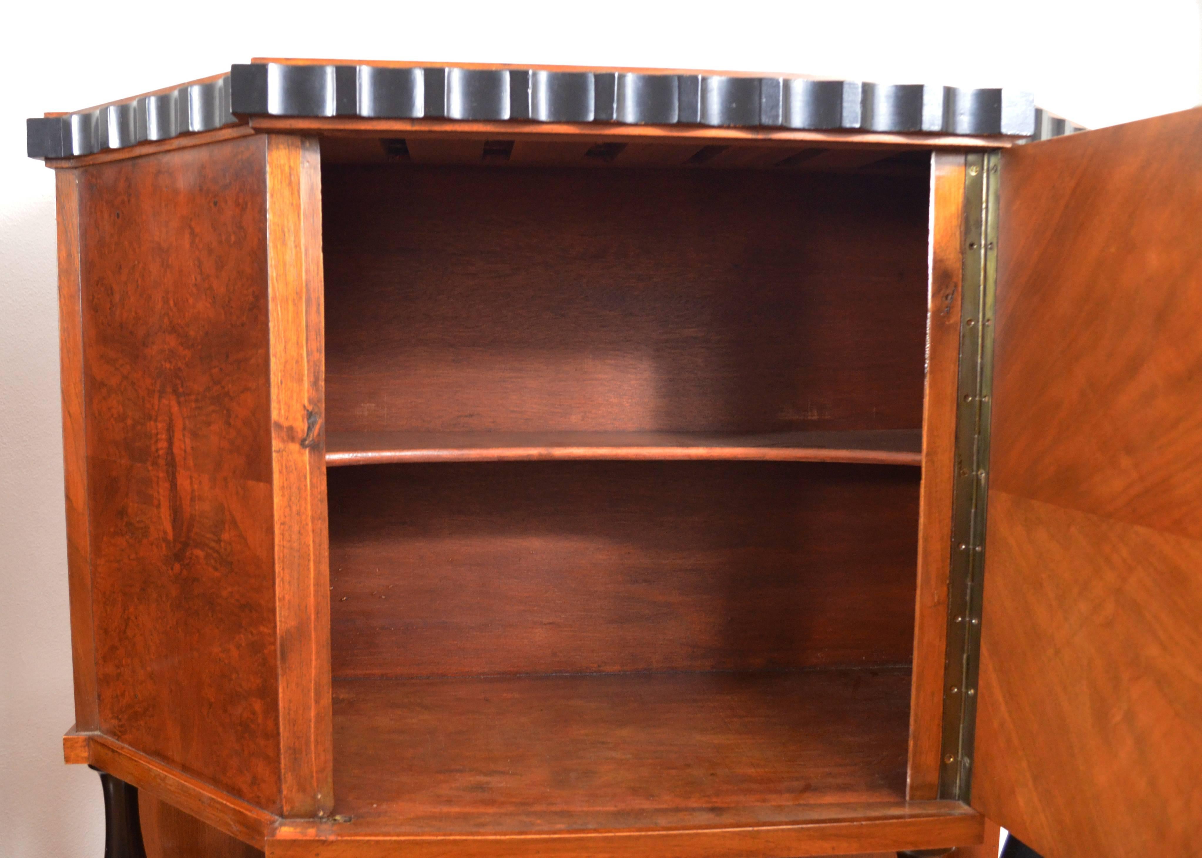 Walnut Pair of Small Art Deco Side Cabinets