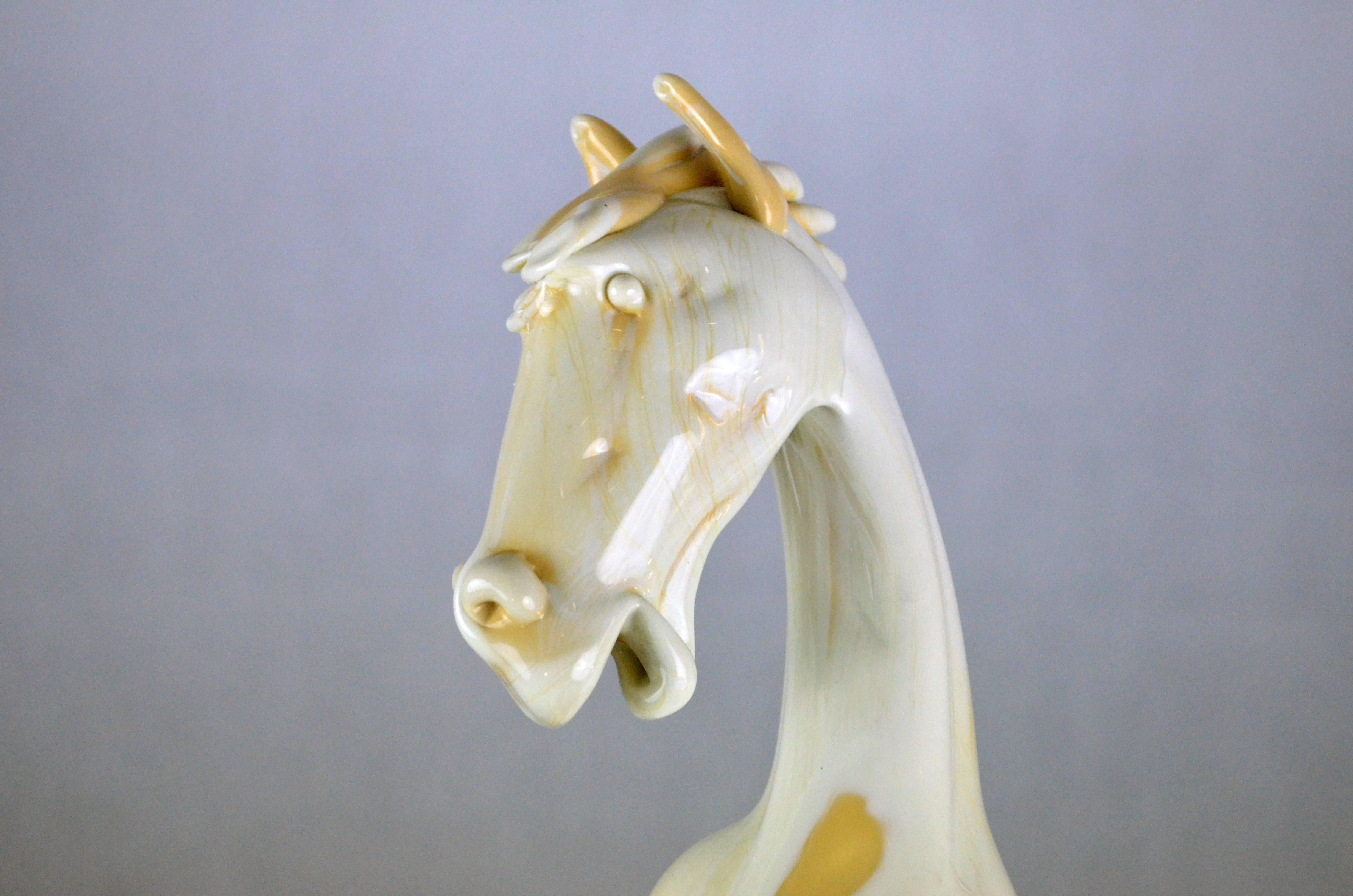 An exceptional blown-glass horse sculpture, signed by the Murano master glassmaker 