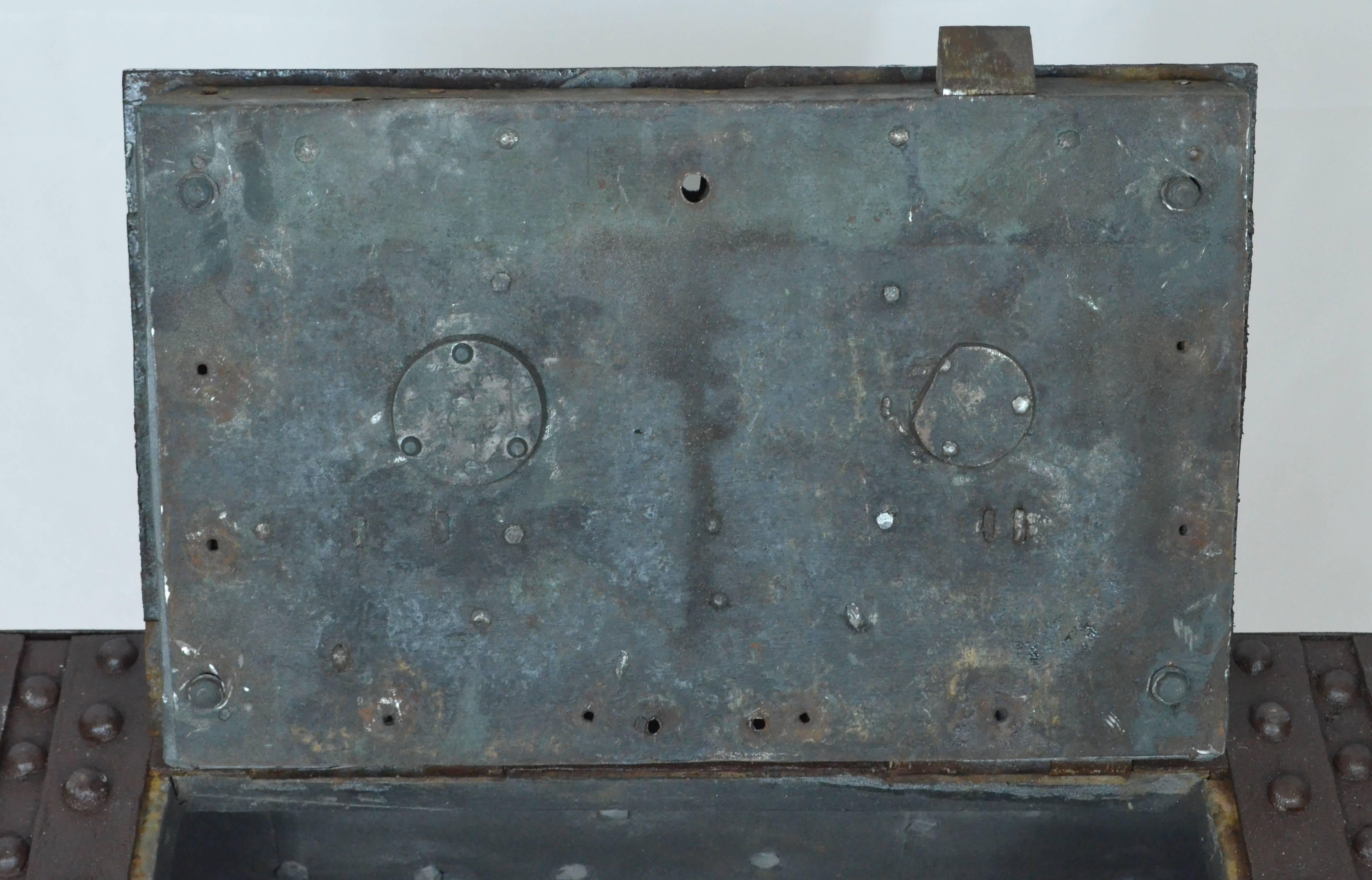 17th Century Iron Strong Box with original hardware 2