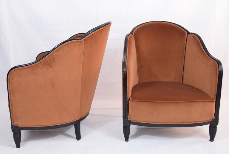 Art Deco Tub Chairs, Velvet Covers at 1stDibs