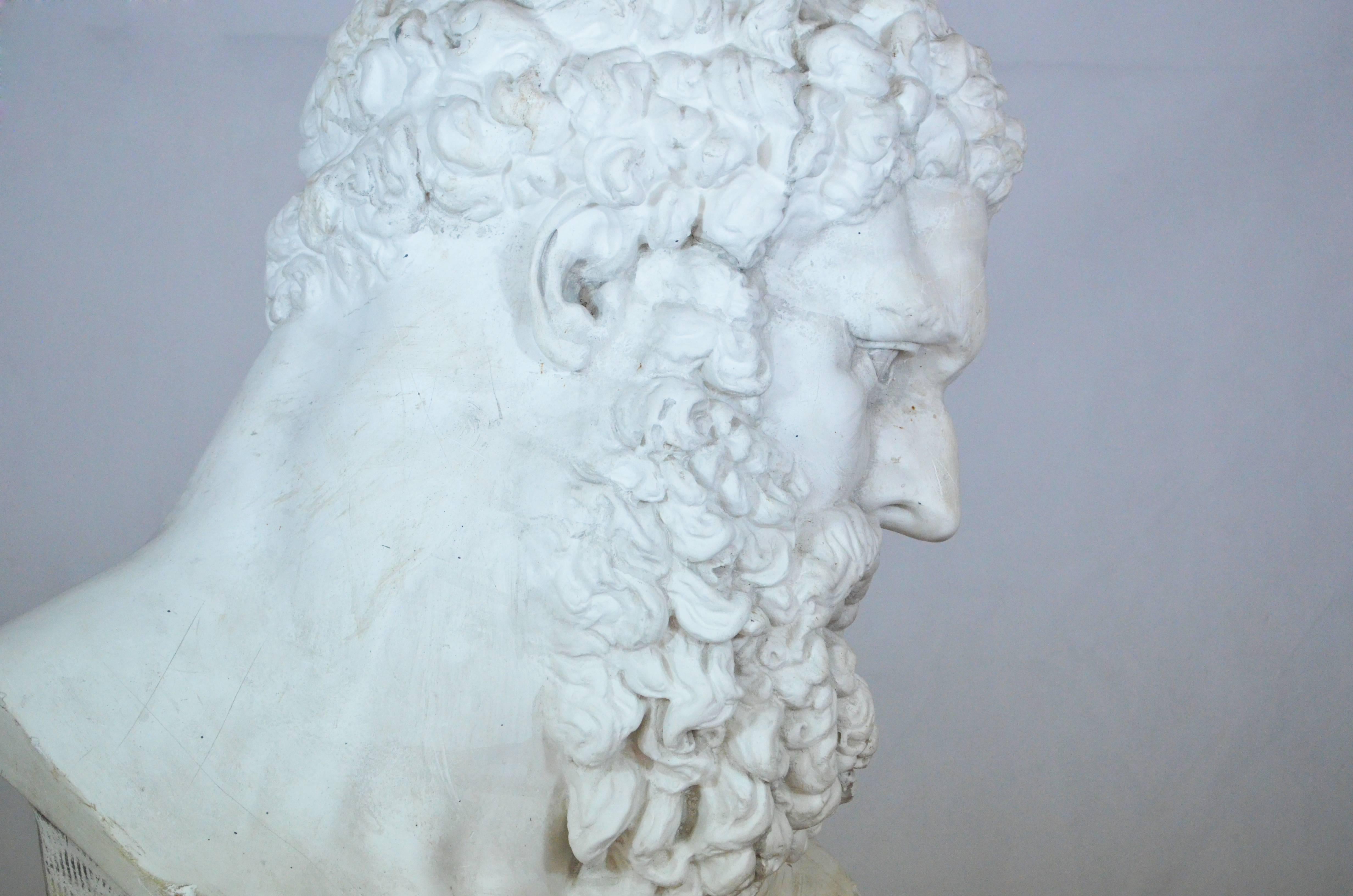 Italian Ercole from the Farnese Collection, Plaster Bust, 20th Century