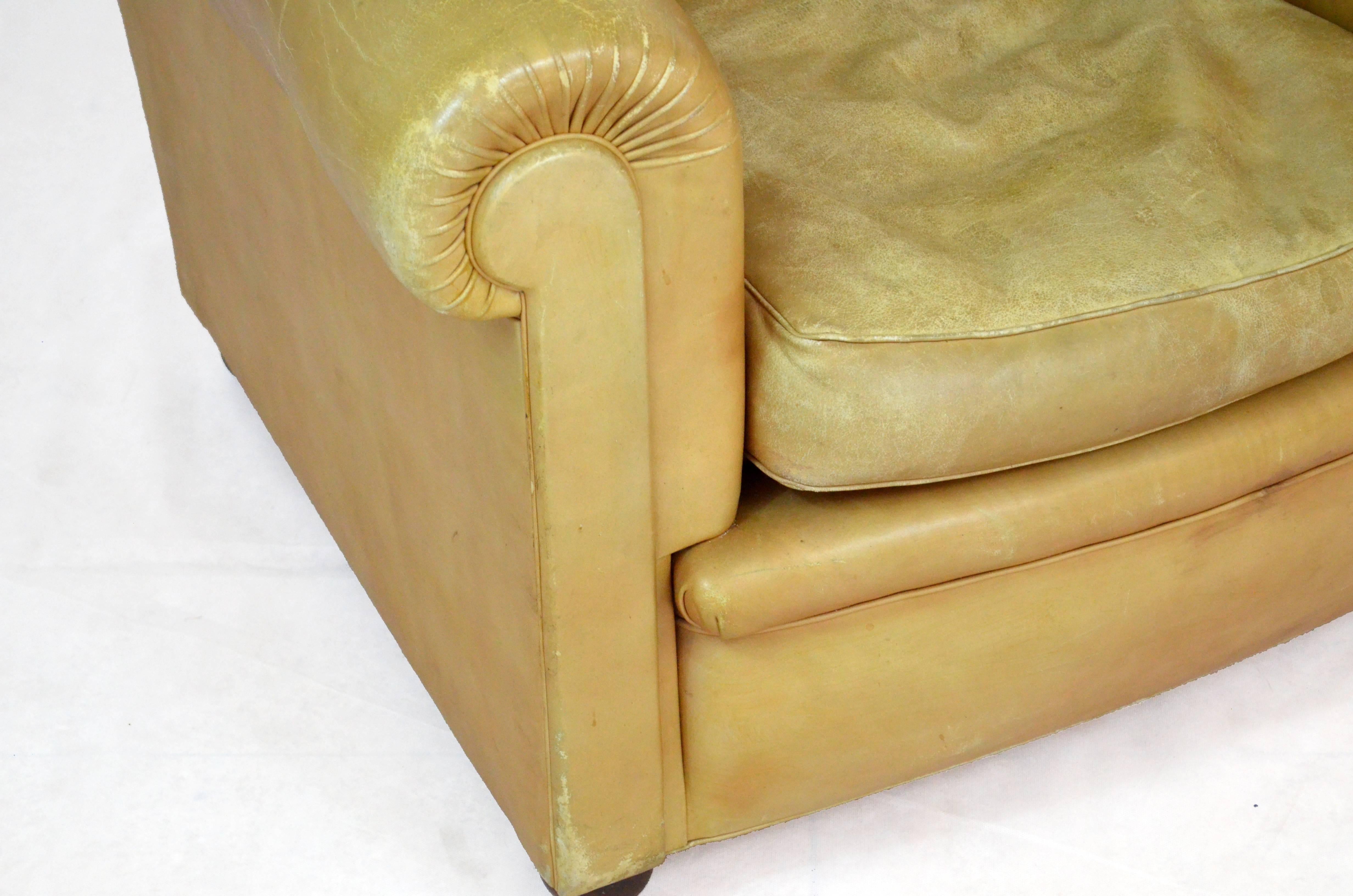 1960s Leather Cognac Color Club Armchair marked Poltrona Frau 1