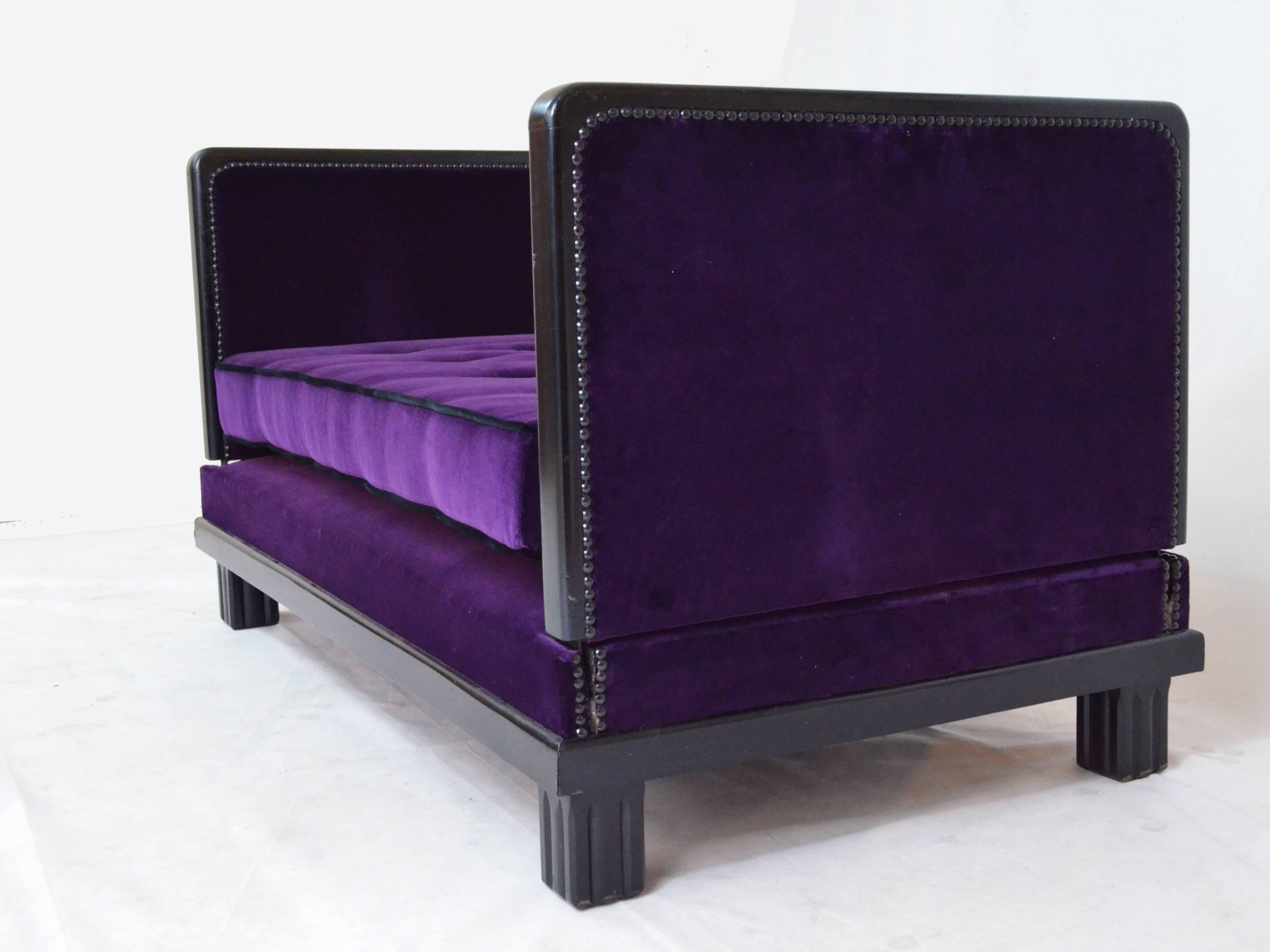 Art Deco Reclining Daybed, Purple Velvet 2