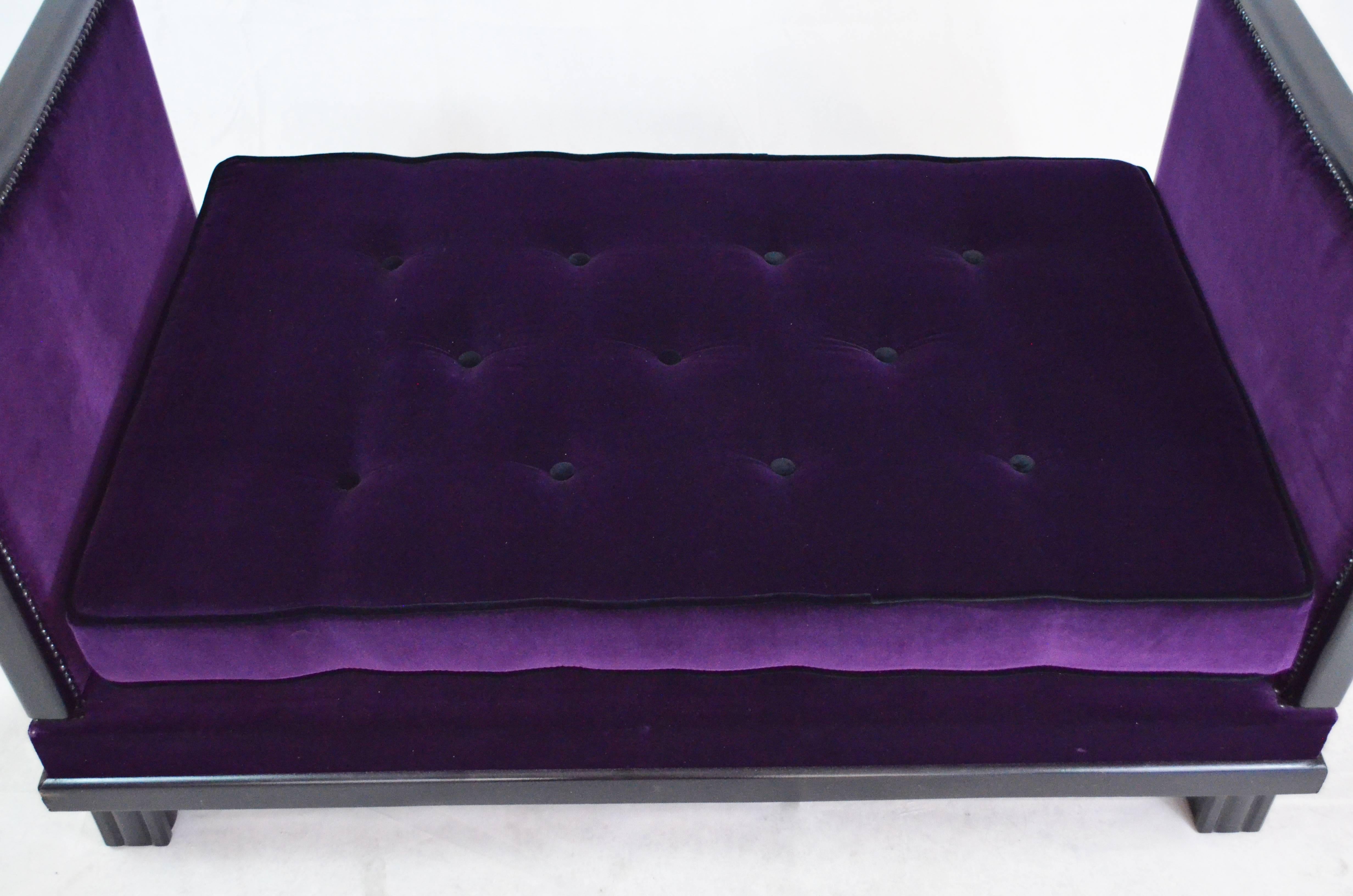 Art Deco Reclining Daybed, Purple Velvet 3