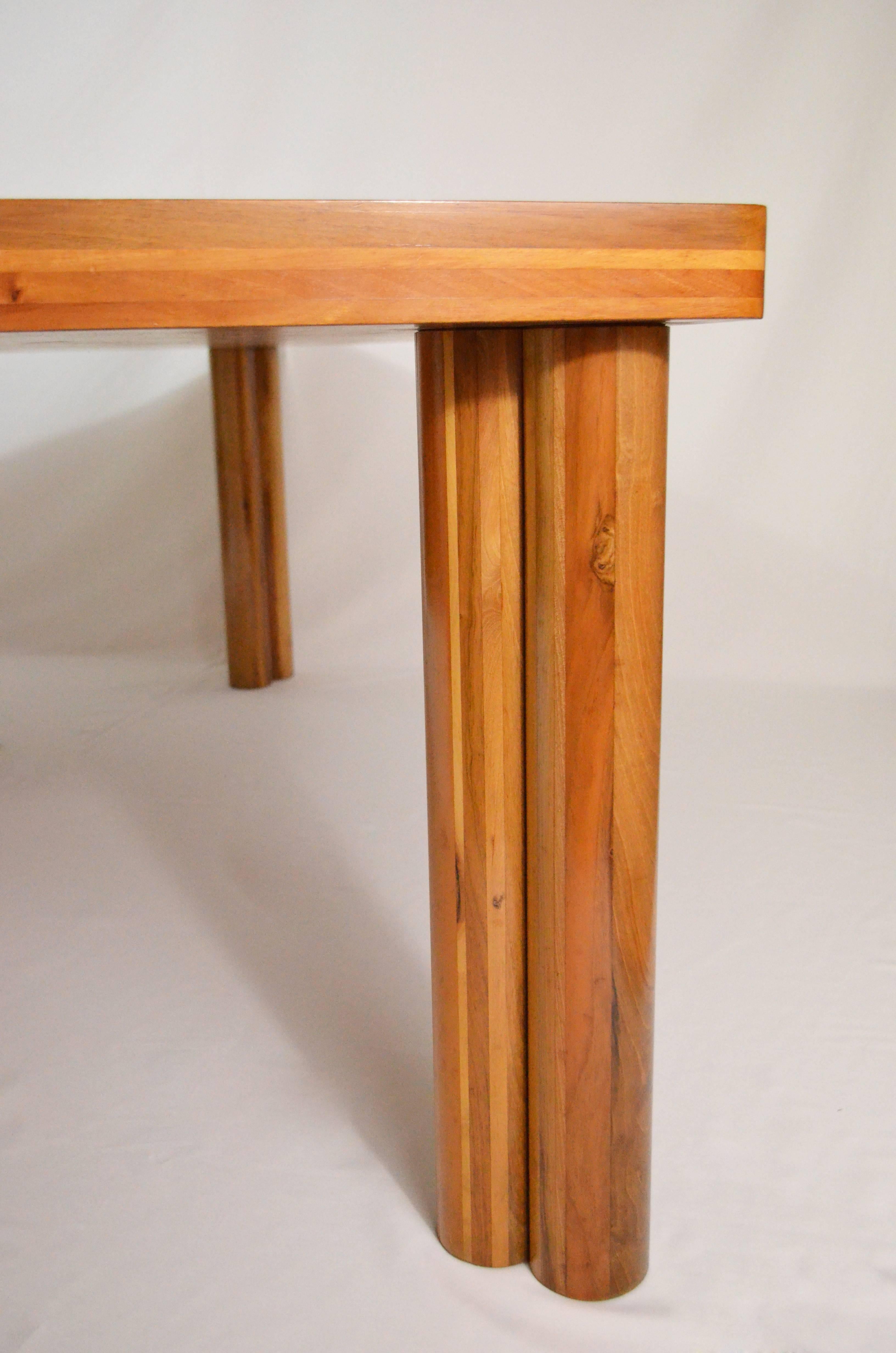 Italian Big Walnut wood Table designed by Carlo Scarpa for Bernini in 1976 