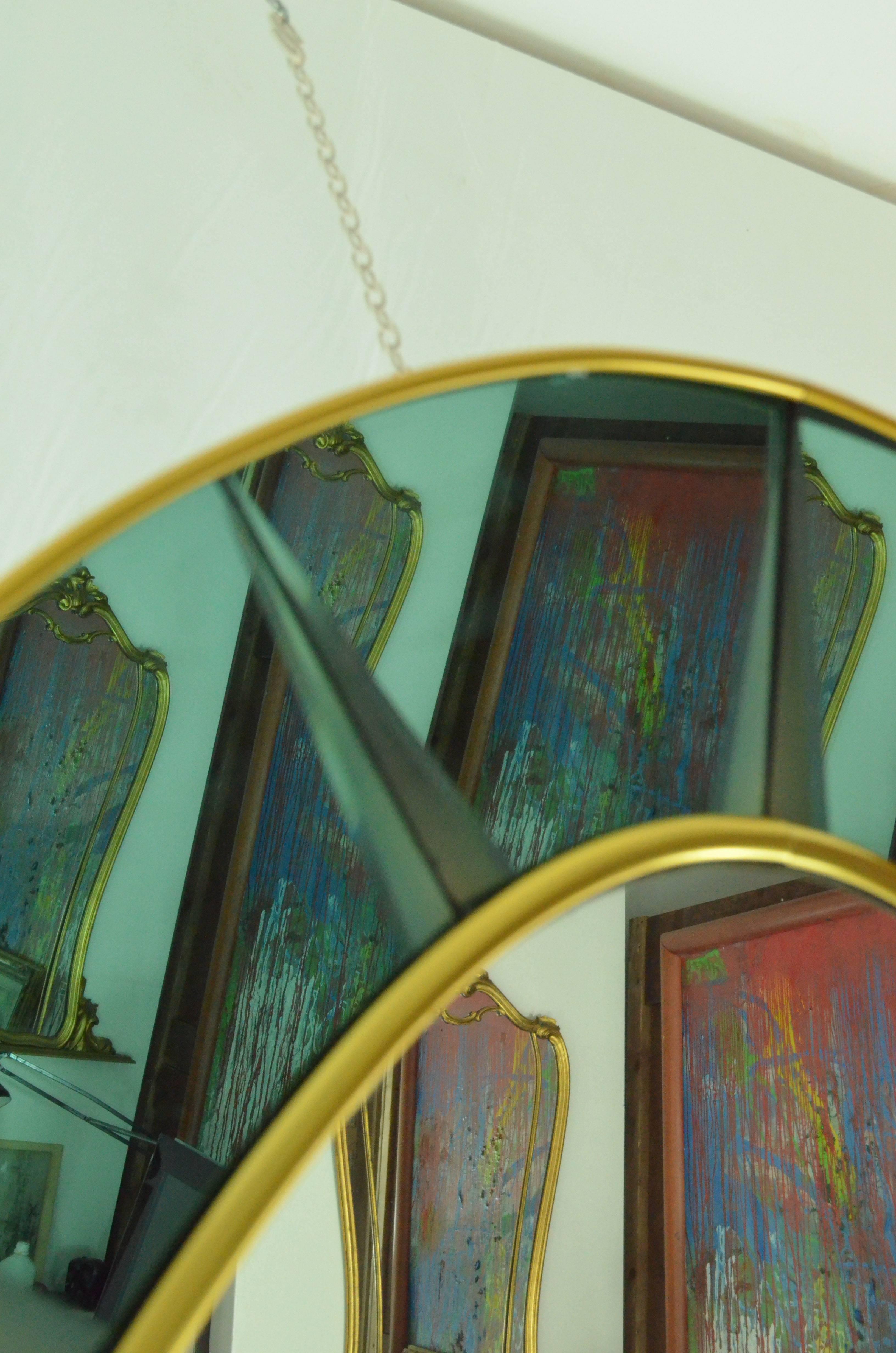Mid-Century Modern 20th Century Cristal Arte Oval Mirror, Brass Frame