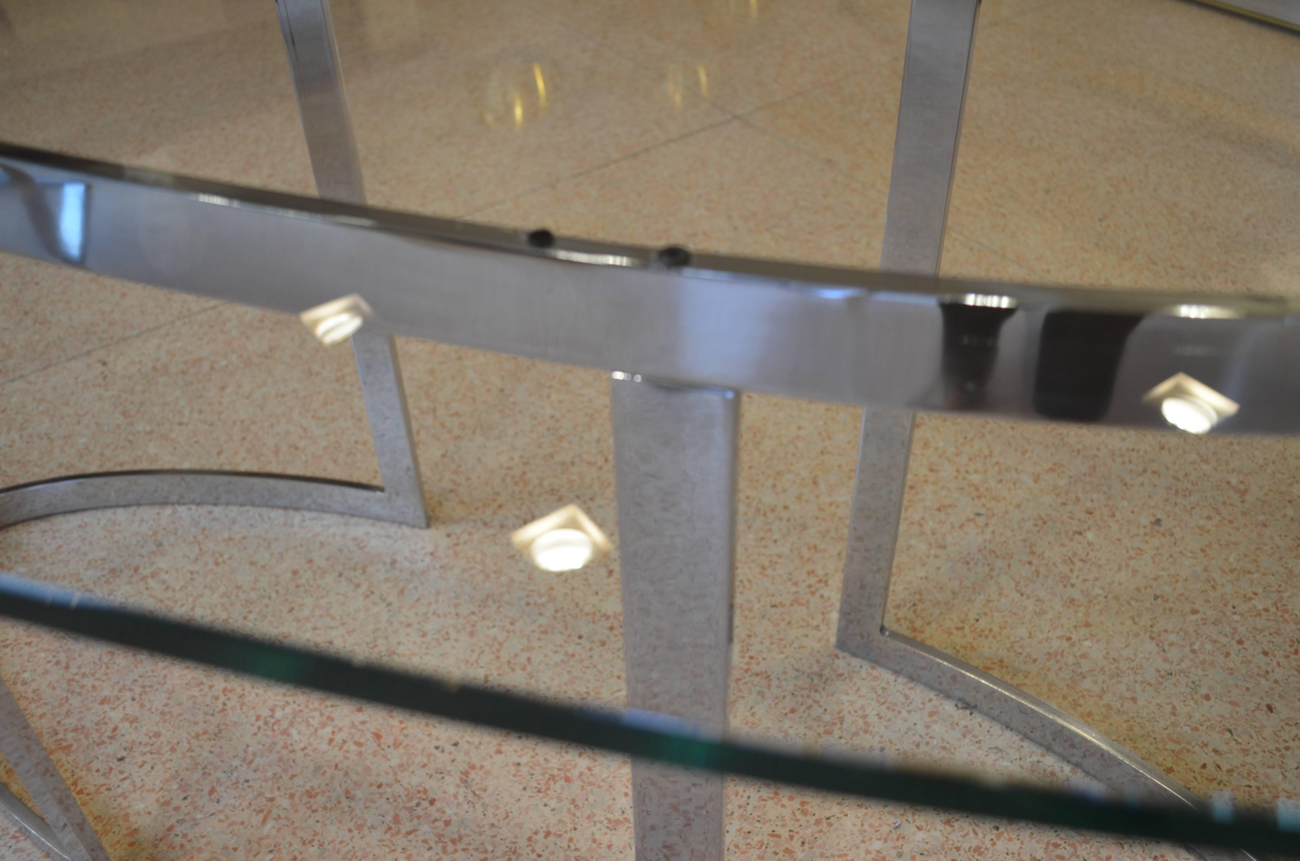 Mid-Century Modern 20th Century Saporiti Table, Crystal Top and Chrome-Plated Steel Legs Structure