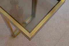 1970s Brass and Steel Smoked Glass Top Table Console at Rega manner