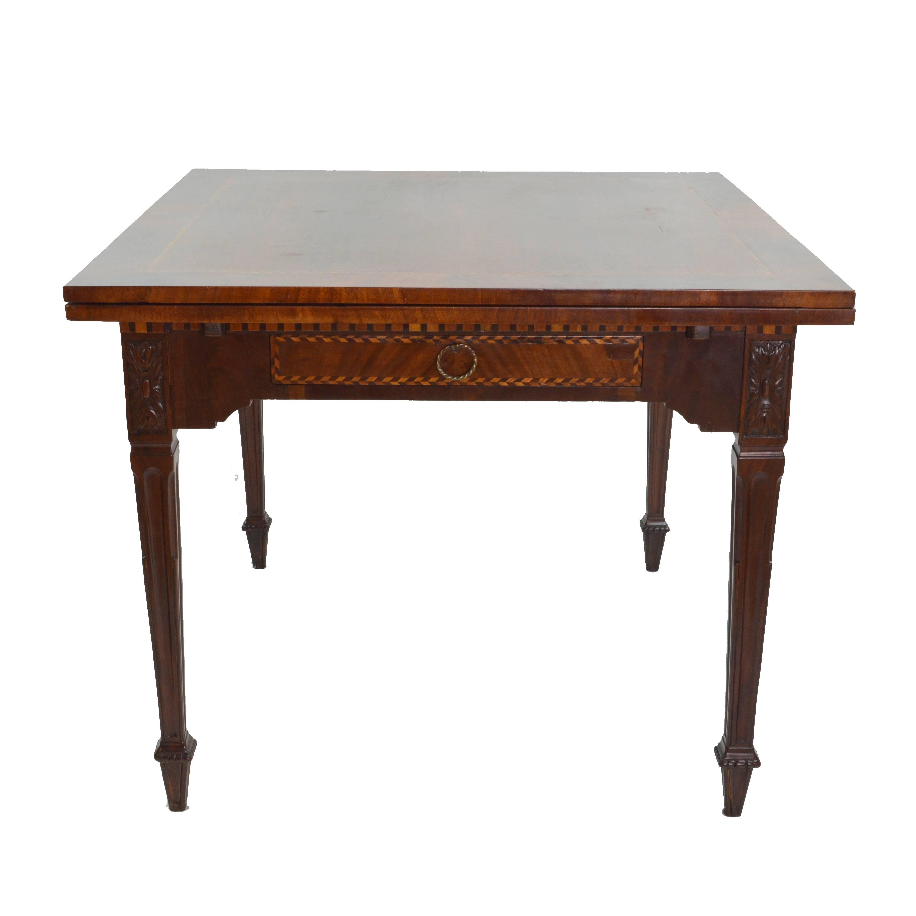 Louis XVI Italian Walnut Wood Draw Top Table