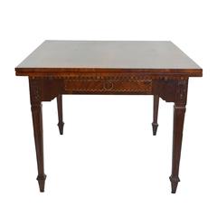 Antique Louis XVI Italian Walnut Wood Draw Top Table