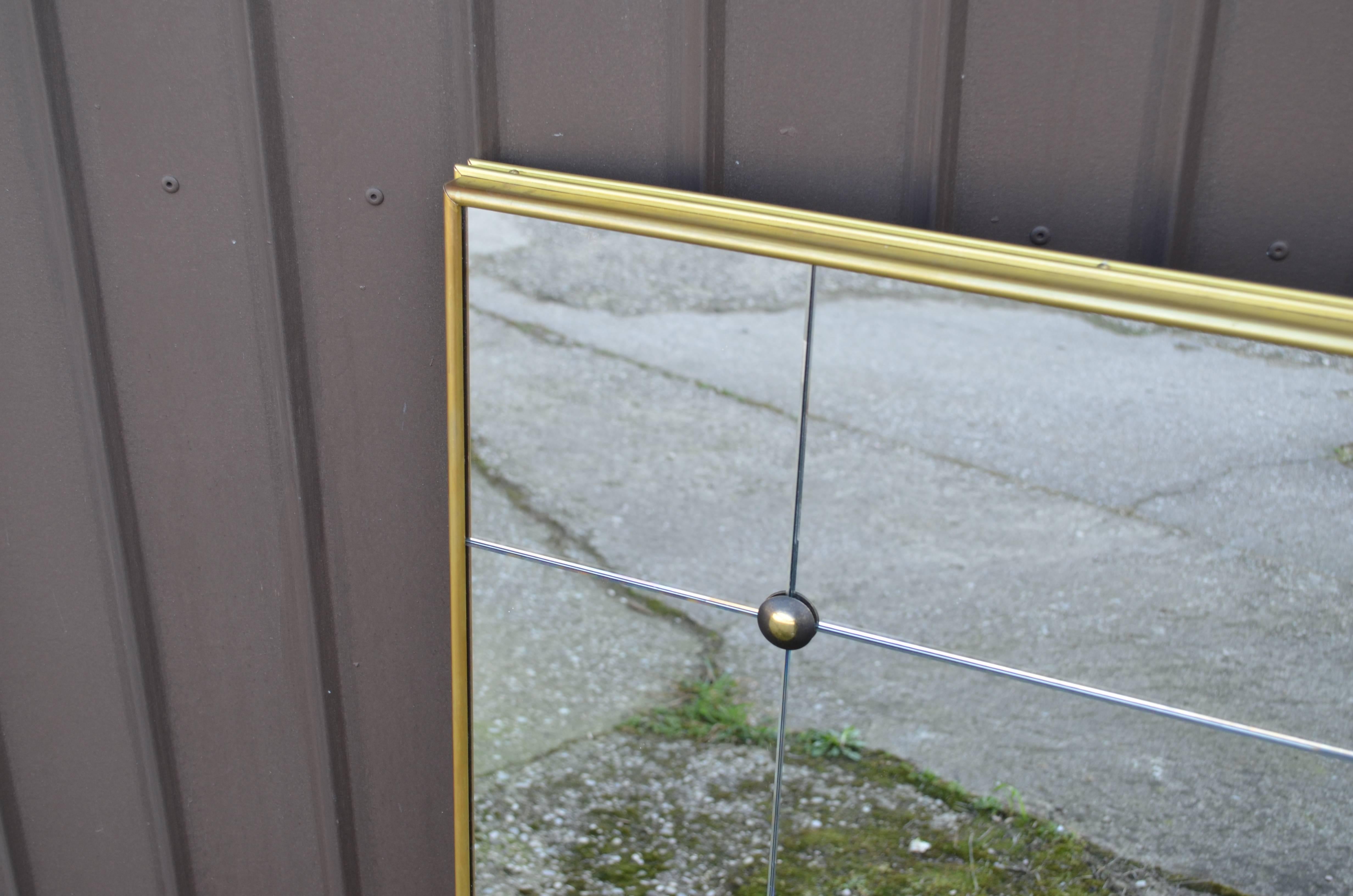 Pescetta Contemporary Art Deco Style Panelled Mirror with Brass Frame  3