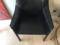 1970s Cassina Black Leather Armchairs Cab 413 Model
