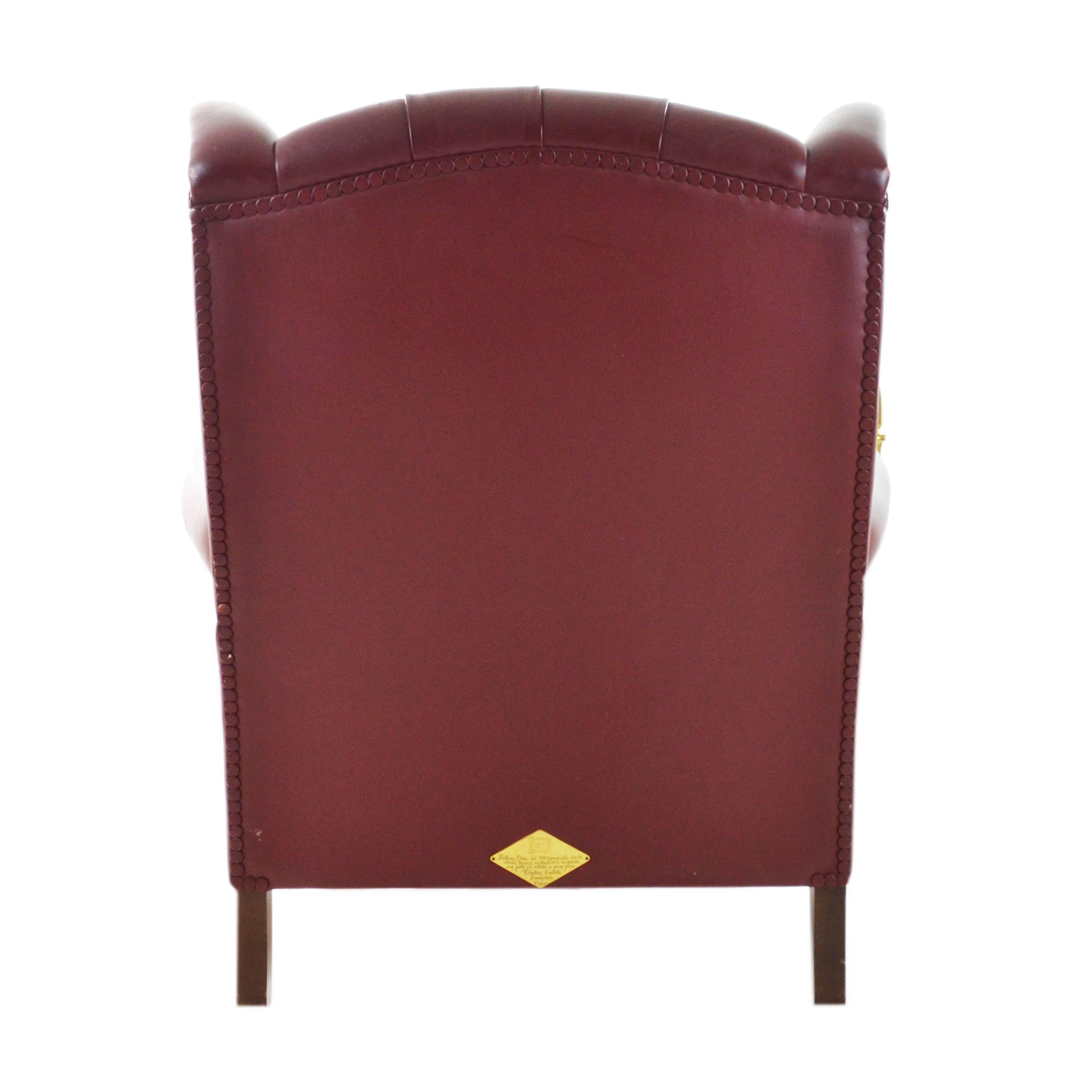 Art Déco Poltrona Frau originale Model No. 1919 con posacenere e relativo pouf