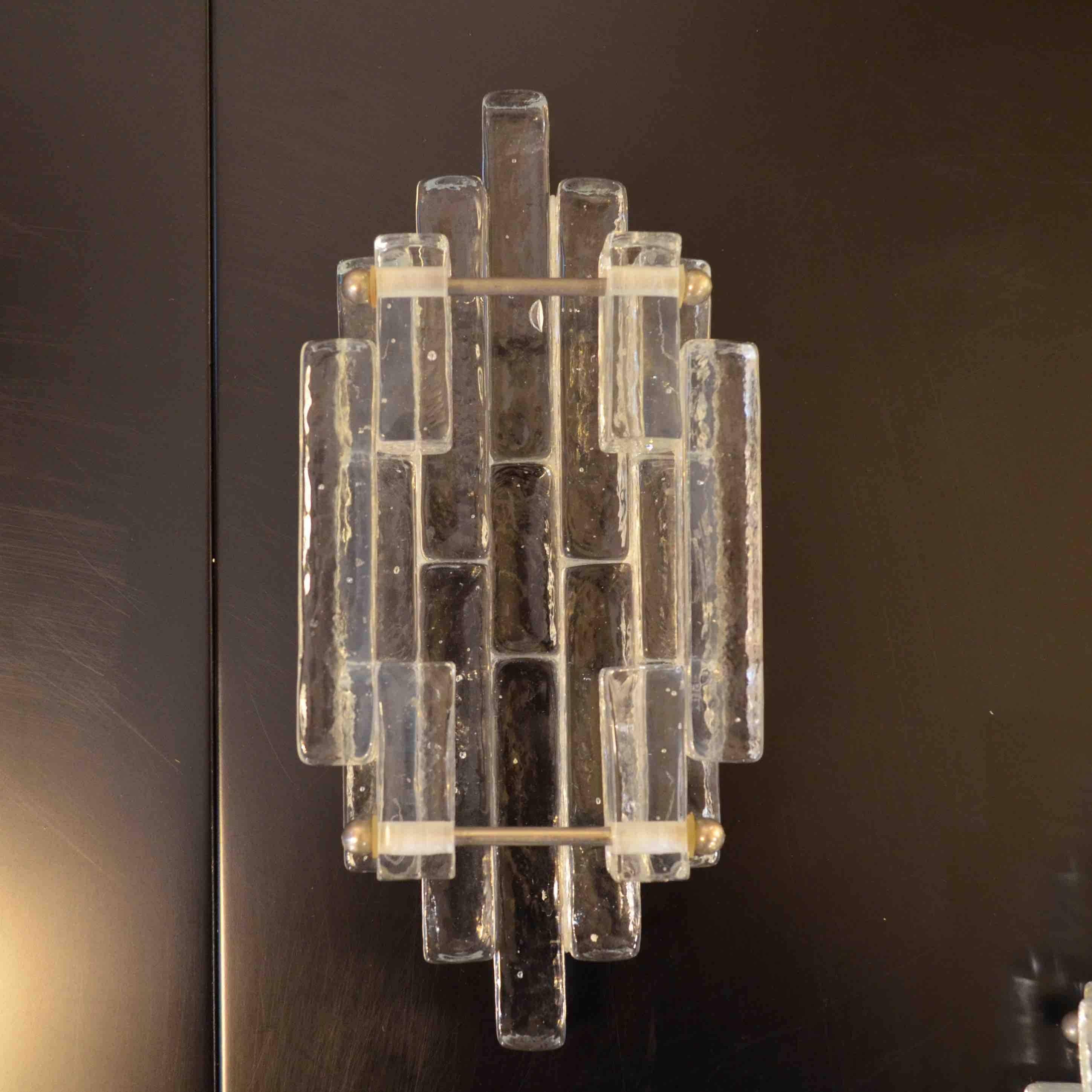 Glass Italian 1960s Small Wall Sconces by Poliarte 2