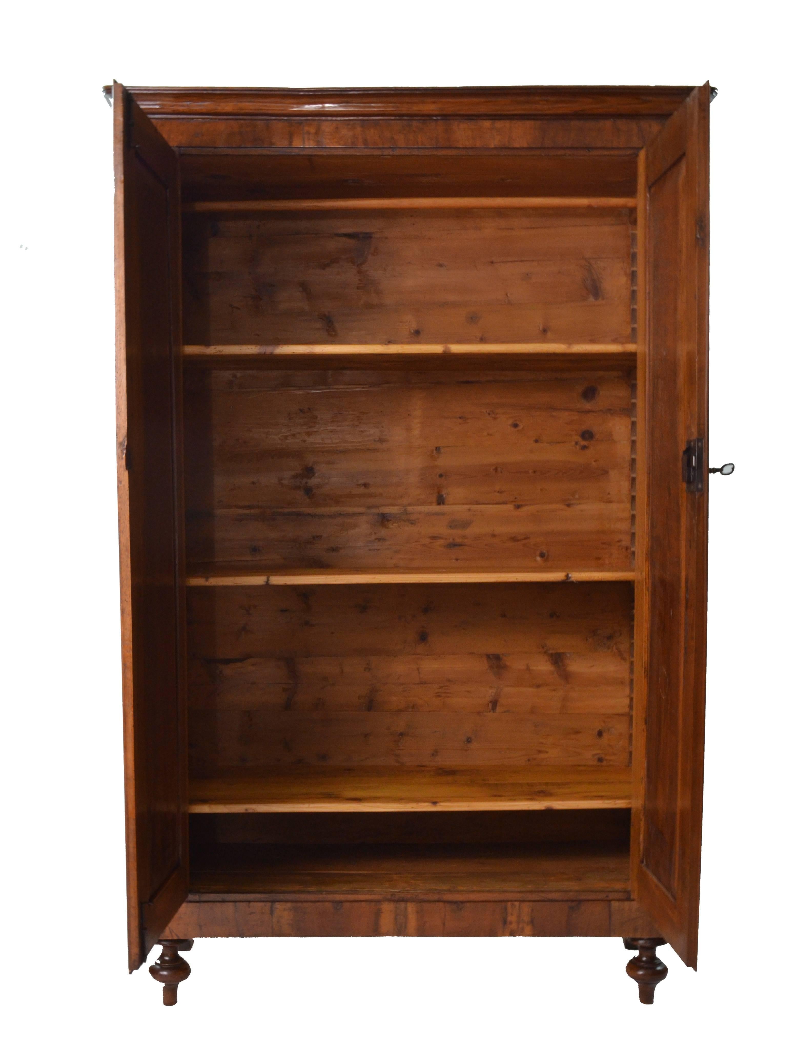 19th Century Italian Empire Walnut Wood Two Doors Cabinet 3