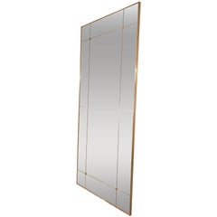 Pescetta Contemporary Floor Panelled Mirror Brass Frame Art Deco Style h.106 in.