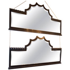 Art Deco Black Lacquered Wood Frame Two Mirrors
