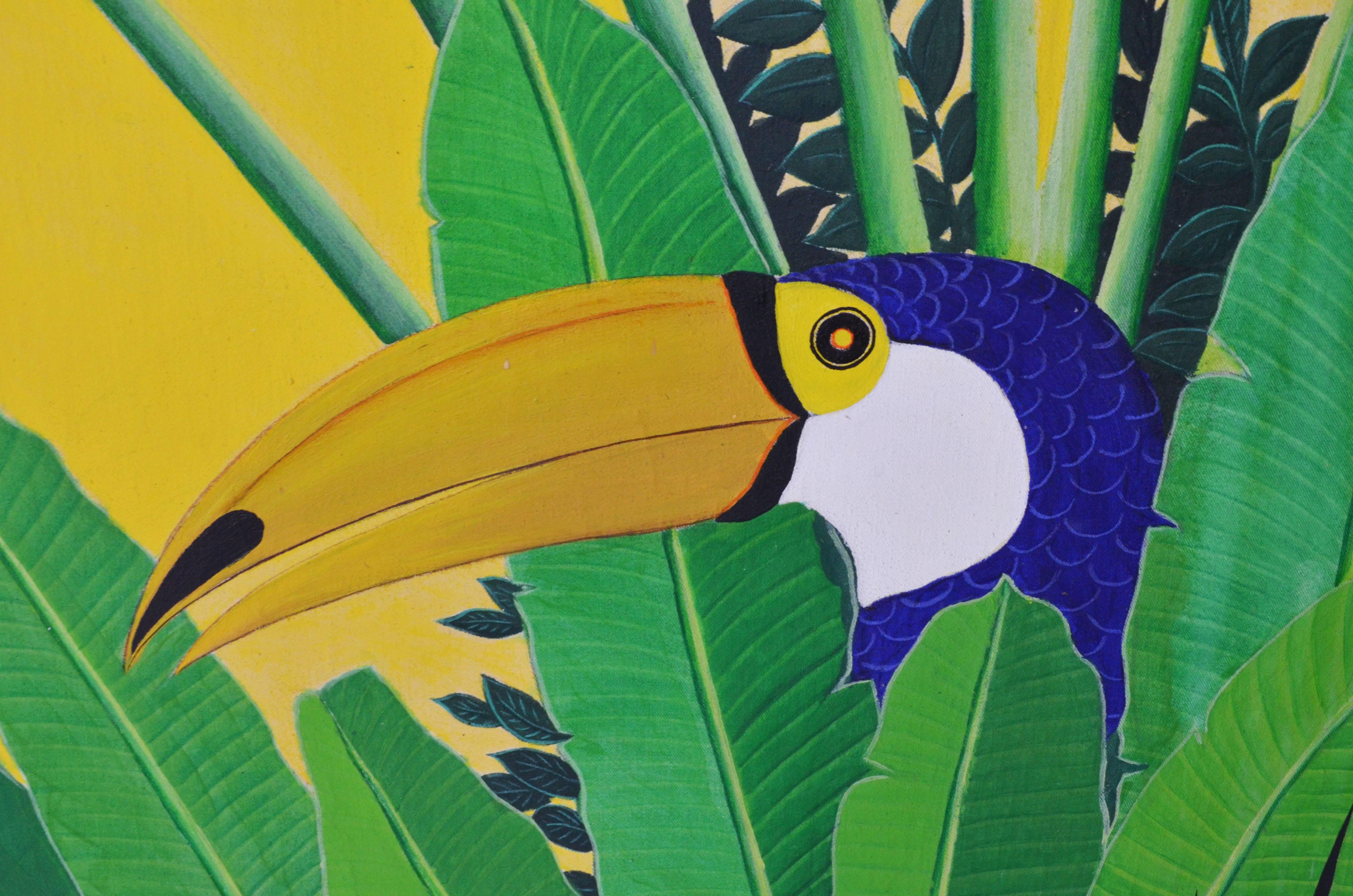 20th Century Italian Four Tropical and Colorful Oil on Canvas Panels by Spadacini, 1990s