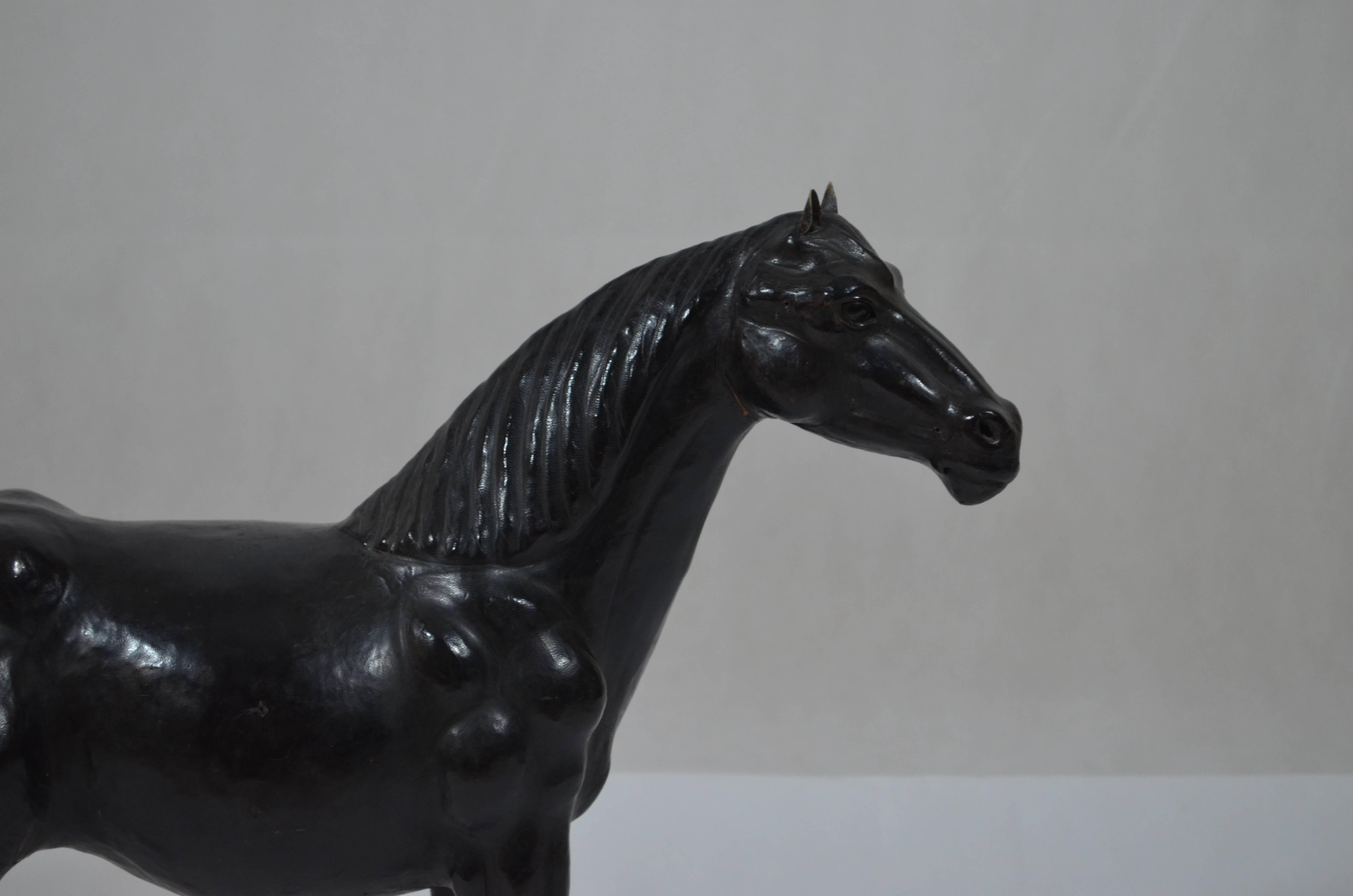 20th Century Leather Vintage Horse Sculpture, Italy, 1950