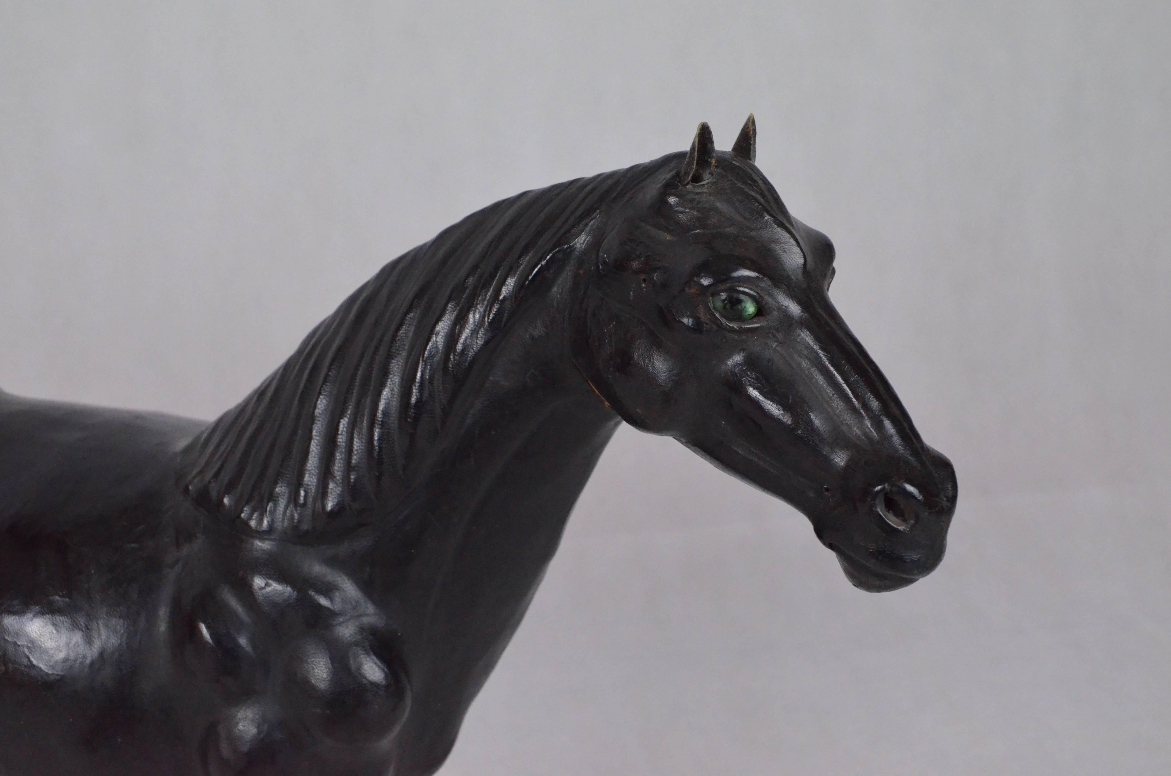 Leather Vintage Horse Sculpture, Italy, 1950 1