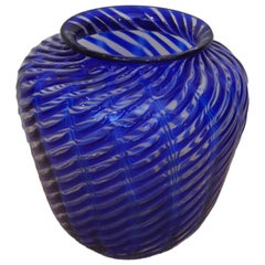 Italian Murano Blue Blown Glass Vase, 1930s