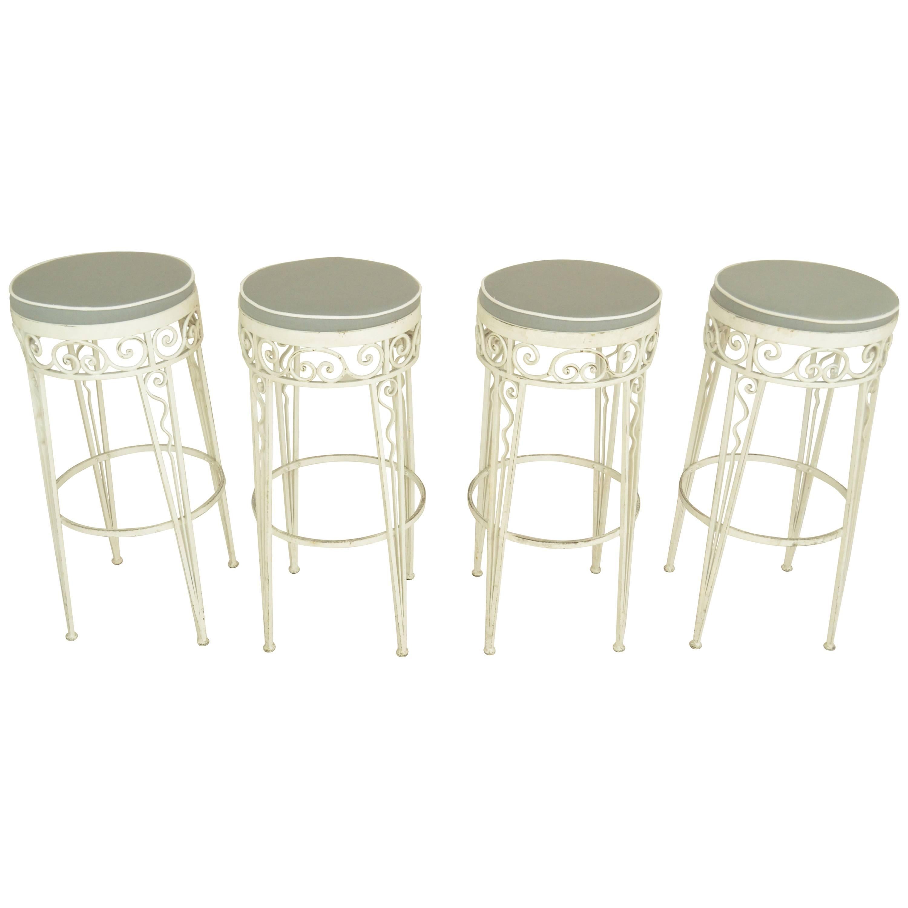 White Iron Grey Waterproof Covers Stools, 1970s France