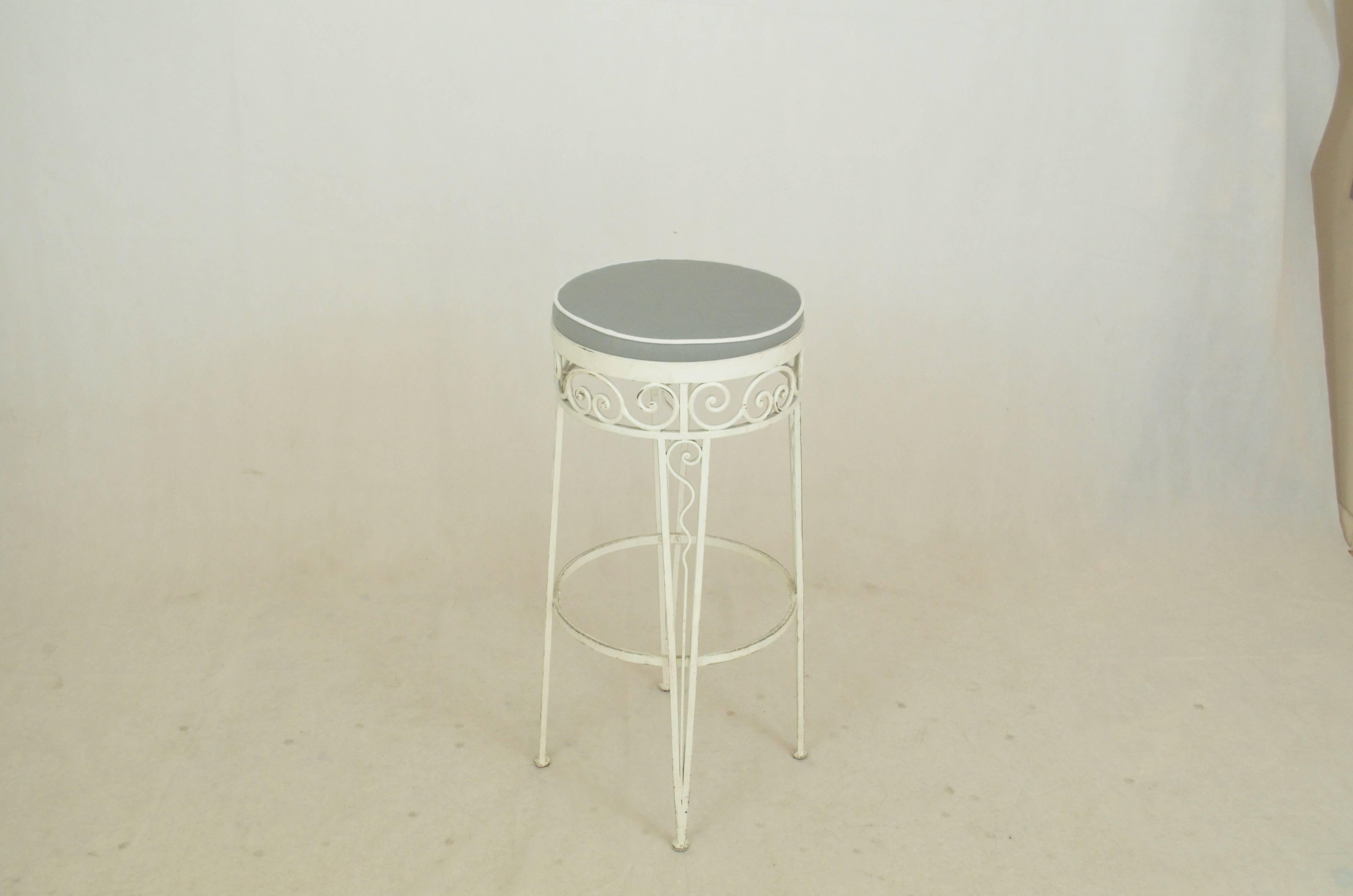 Industrial White Iron Grey Waterproof Covers Stools, 1970s France