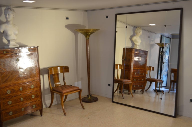 Customizable Floor Mirror Industrial Iron Frame Paneled Glass For