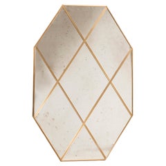 Octagonal Brass Frame Window Look Distressed Effect Mirror Customizable 110x160