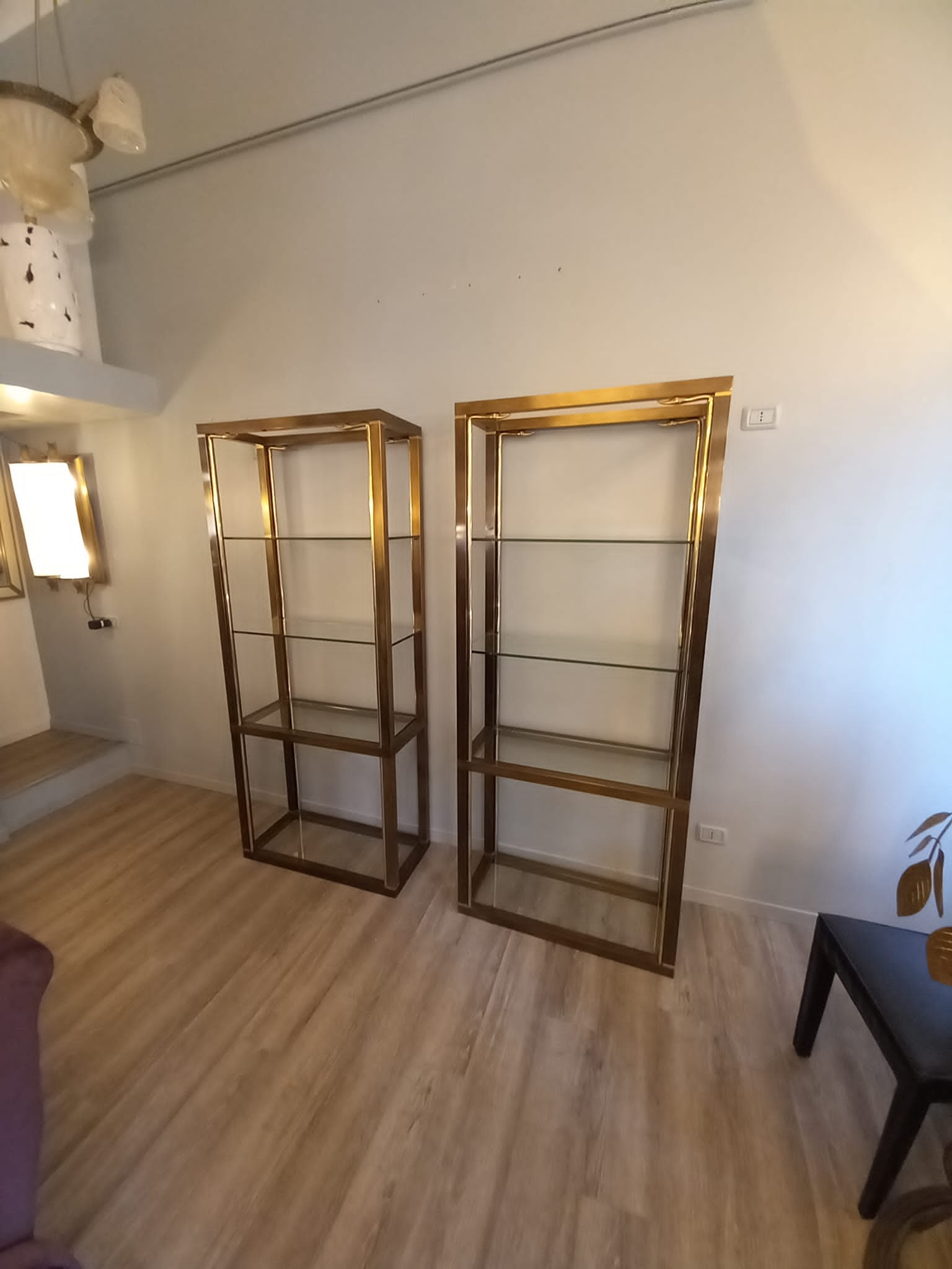 1960s Brass Swans Bookcases Room Dividers Set of 2 For Sale