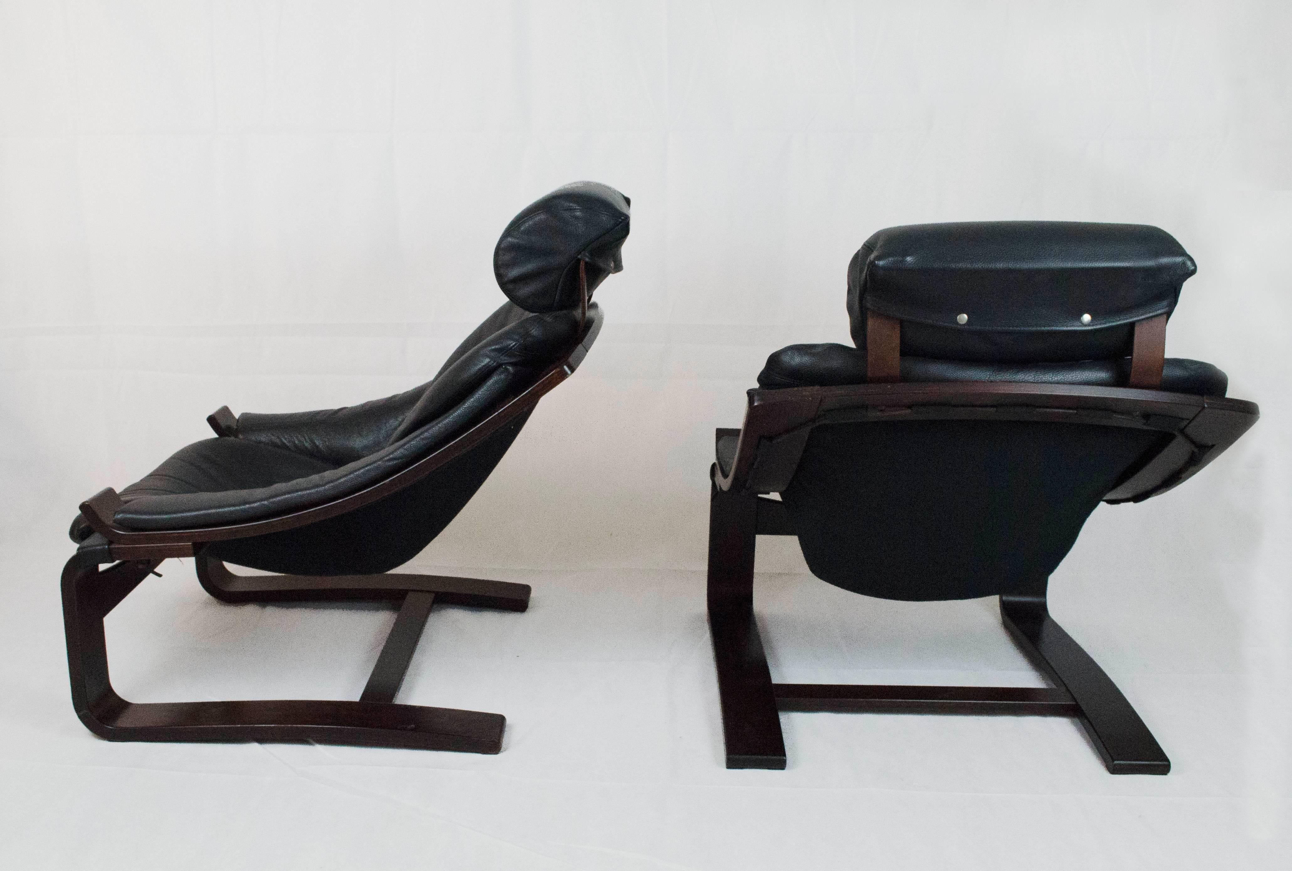 Modern 20th Century Black Leather Armchairs