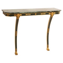 Empire-style console table with green Alps marble and gold-plated friezes from the 1970s