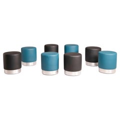 1970s round leather poufs - 8 available, 2 different colors