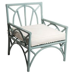 Vivai del Sud Blue-gray bamboo armchairs from the '80s - set of 2