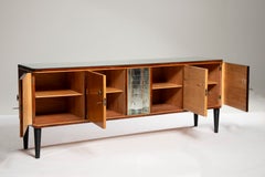 Art Deco walnut and maple sideboard with original handles
