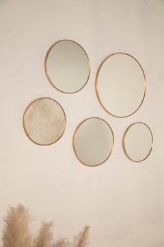 Bubbles mirrors in classic and aged glass, with brass frames—set of 5
