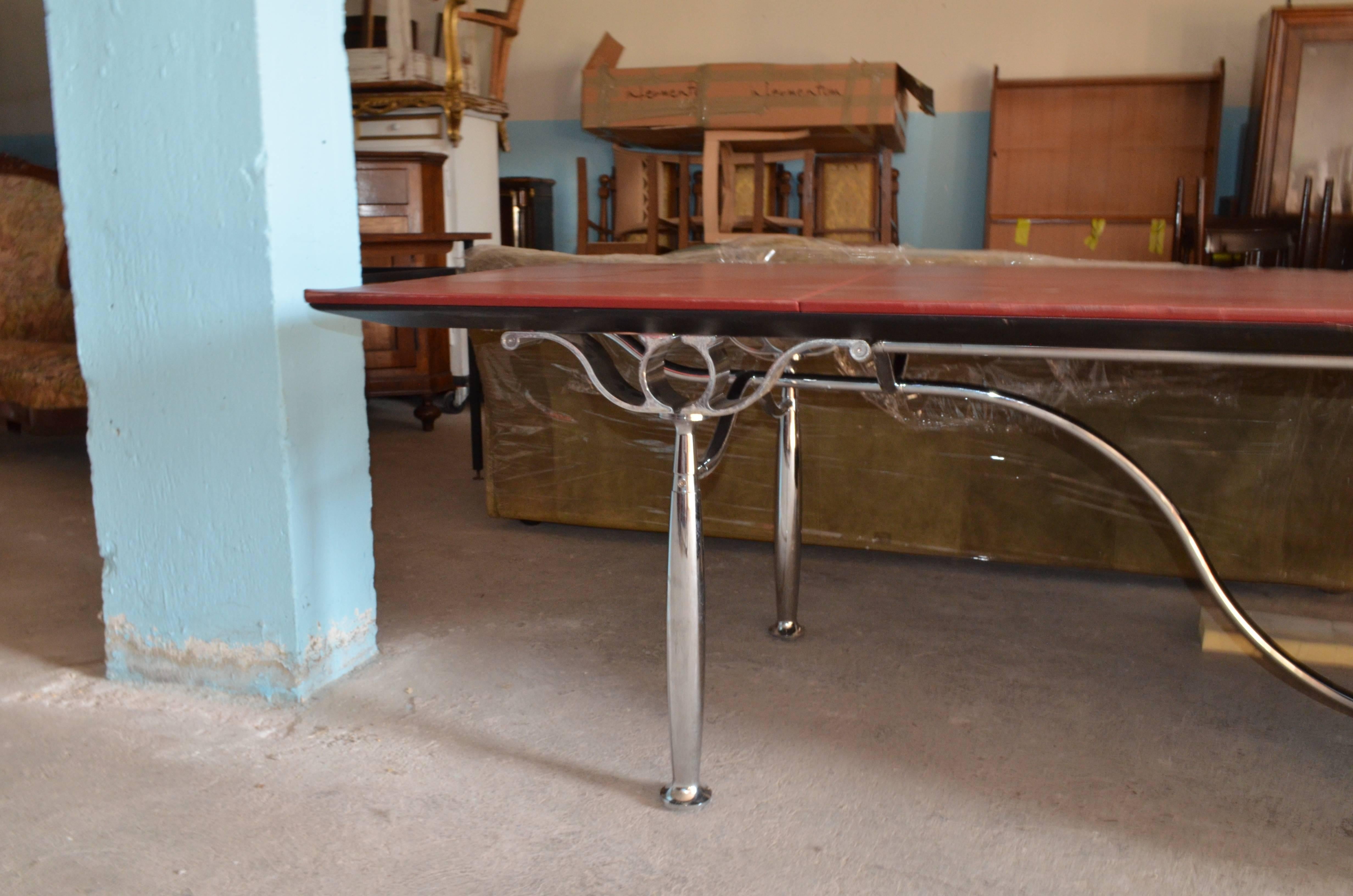 Modern 1990s Set of Italian Red Leather Desk and Armchair by Poltrona Frau